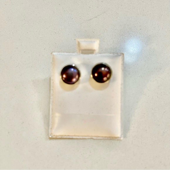 Sterling Silver 925 Freshwater peacock pearl earrings - Picture 2 of 8